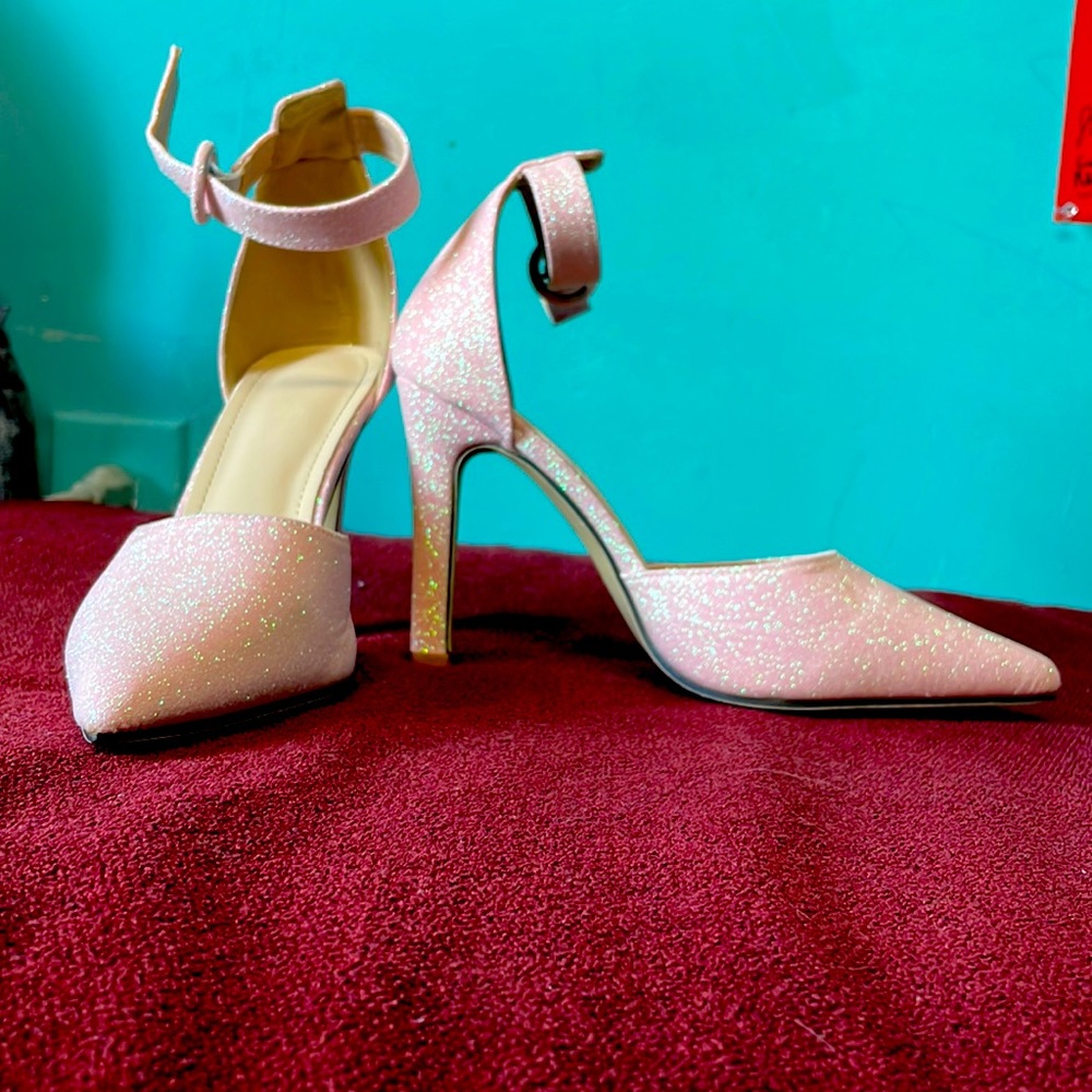 Pink sparkly 4 inch heels